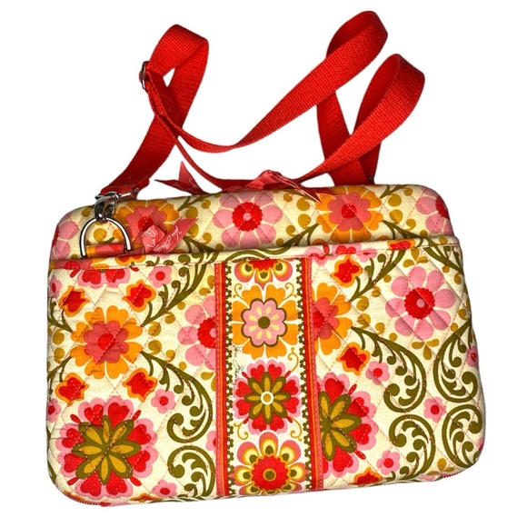 Vera Bradley Hard Shell Quilted Orange Pink Floral Travel Tablet Case - Picture 2 of 3